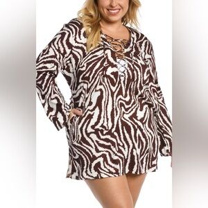 La Blanca Brown and White Swim Cover-Up